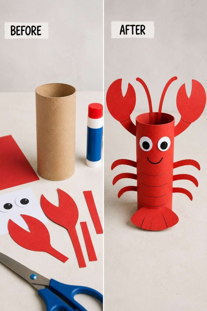 Friendly-Lobster-Toilet-Paper-Roll-Craft Friendly Lobster Toilet Paper Roll Craft