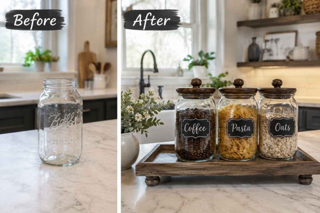 Glass-Jar-→-Farmhouse-Kitchen-Dry-Food-Storage Glass Jar → Farmhouse Kitchen Dry Food Storage