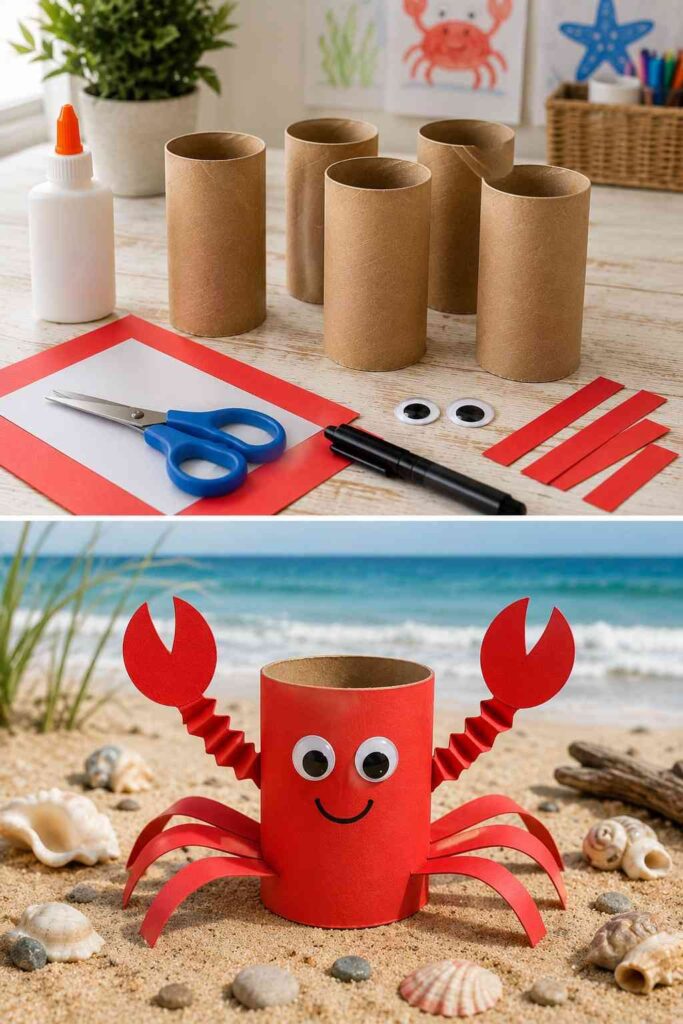 Happy-Crab-Toilet-Paper-Roll-Craft Happy Crab Toilet Paper Roll Craft