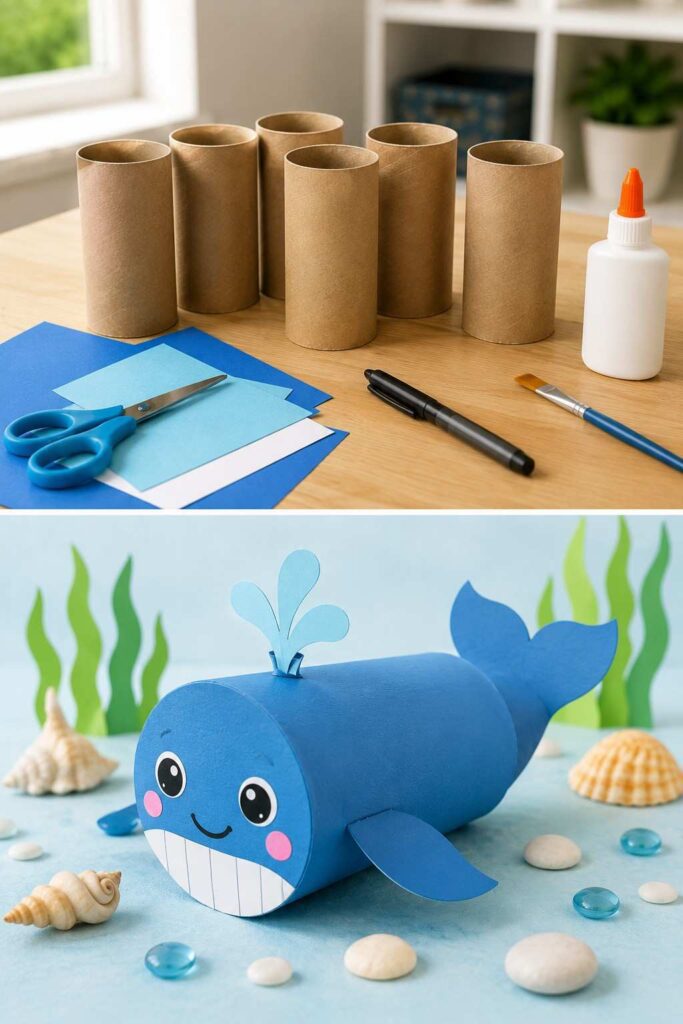 Happy-Whale-Toilet-Paper-Roll-Craft Happy Whale Toilet Paper Roll Craft