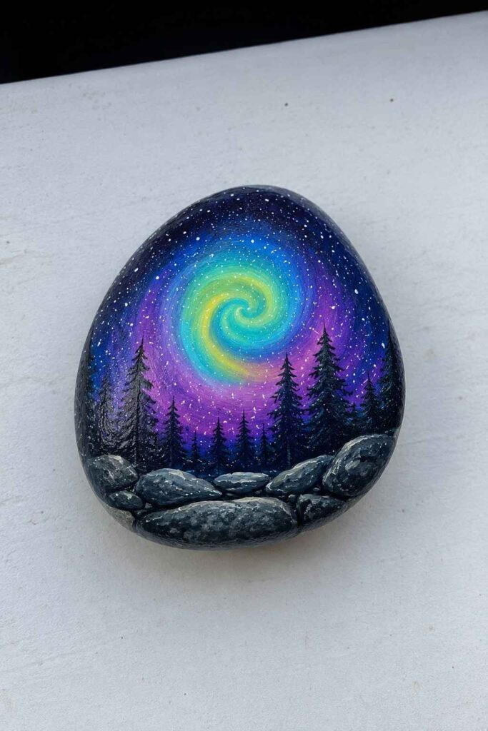 Northern-Lights-Painted-Rock Northern Lights Painted Rock