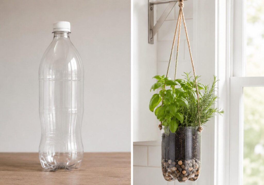 Plastic-Bottle-→-Modern-Hanging-Herb-Planter Plastic Bottle → Modern Hanging Herb Planter