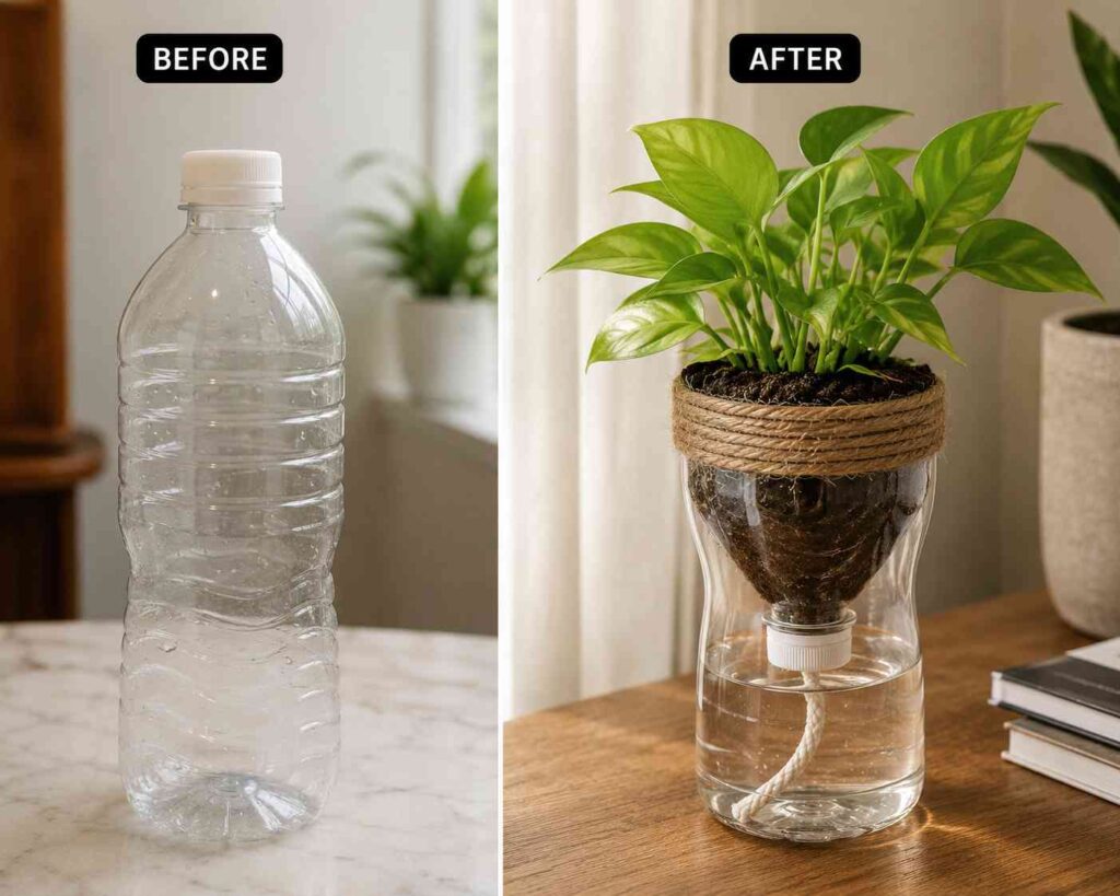 Plastic Bottle → Self-Watering Indoor Planter Plastic Bottle → Self-Watering Indoor Planter