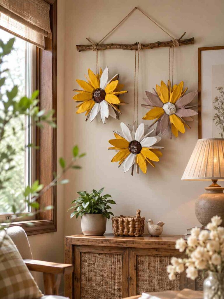 Rustic Hanging Daisy Egg Carton Flowers Rustic Hanging Daisy Egg Carton Flowers