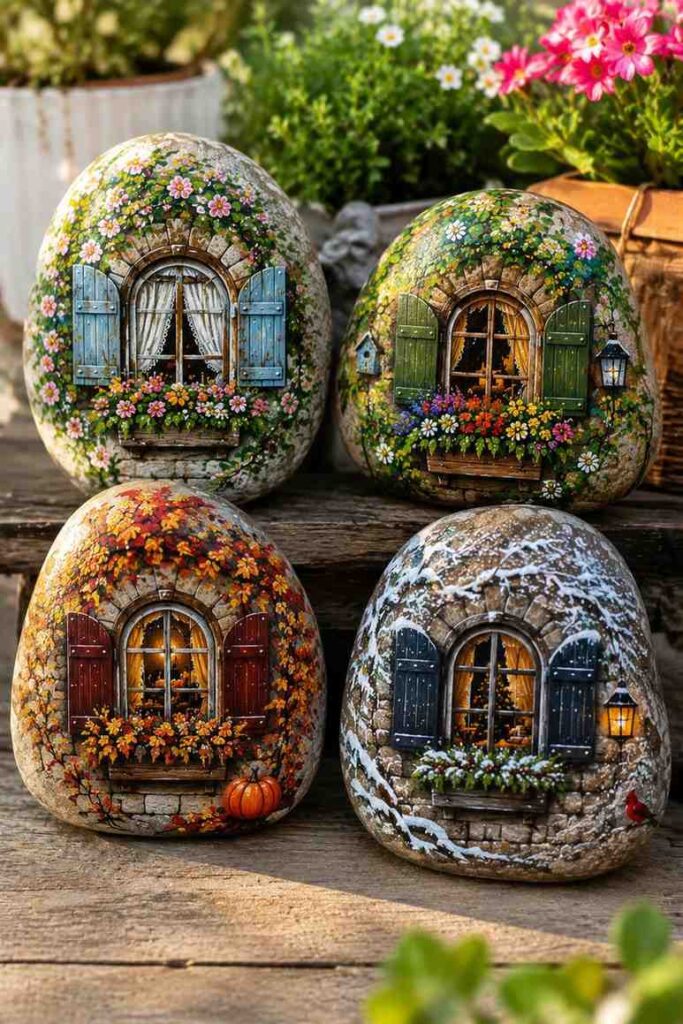 Seasonal-Window-Story-Painted-Rocks Seasonal Window Story Painted Rocks