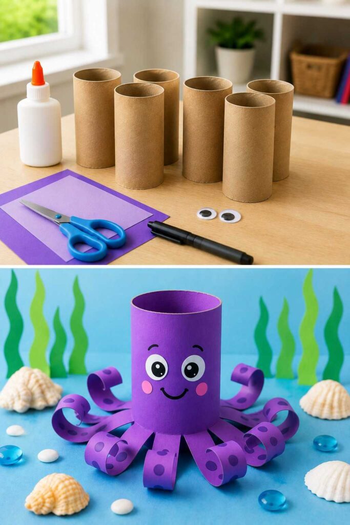 Smiling-Octopus-Toilet-Paper-Roll-Craft Smiling Octopus Toilet Paper Roll Craft