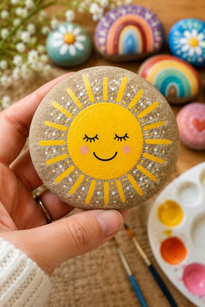 Smiling-Sun-Painted-Rock Smiling Sun Painted Rock
