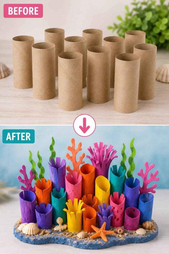 Toilet-Paper-Roll-Coral-Reef-Craft Toilet Paper Roll Coral Reef Craft