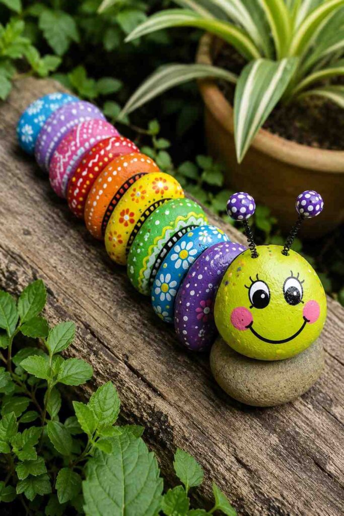 35 Beautiful Painted Rock Ideas to Brighten Your Home and Garden 11 Vintage Watering Can Wildflower Painted Rock