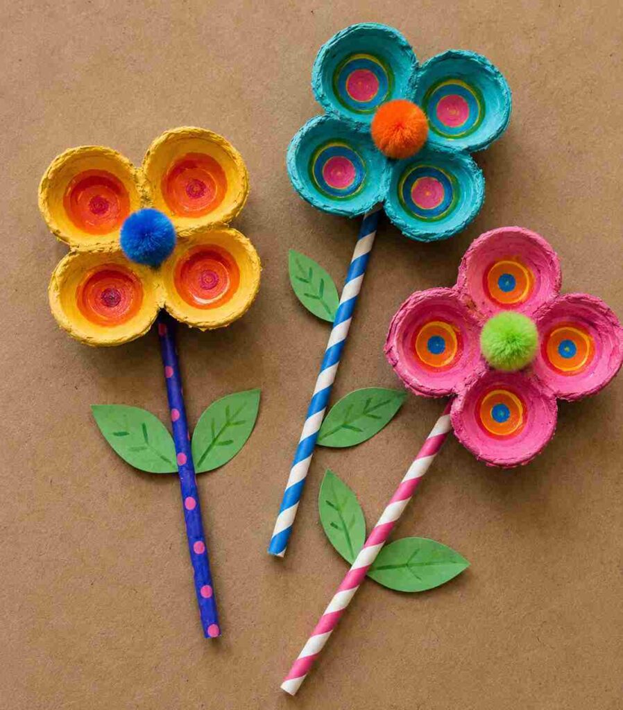 Whimsical Egg Carton Lollipop Flowers Whimsical Egg Carton Lollipop Flowers