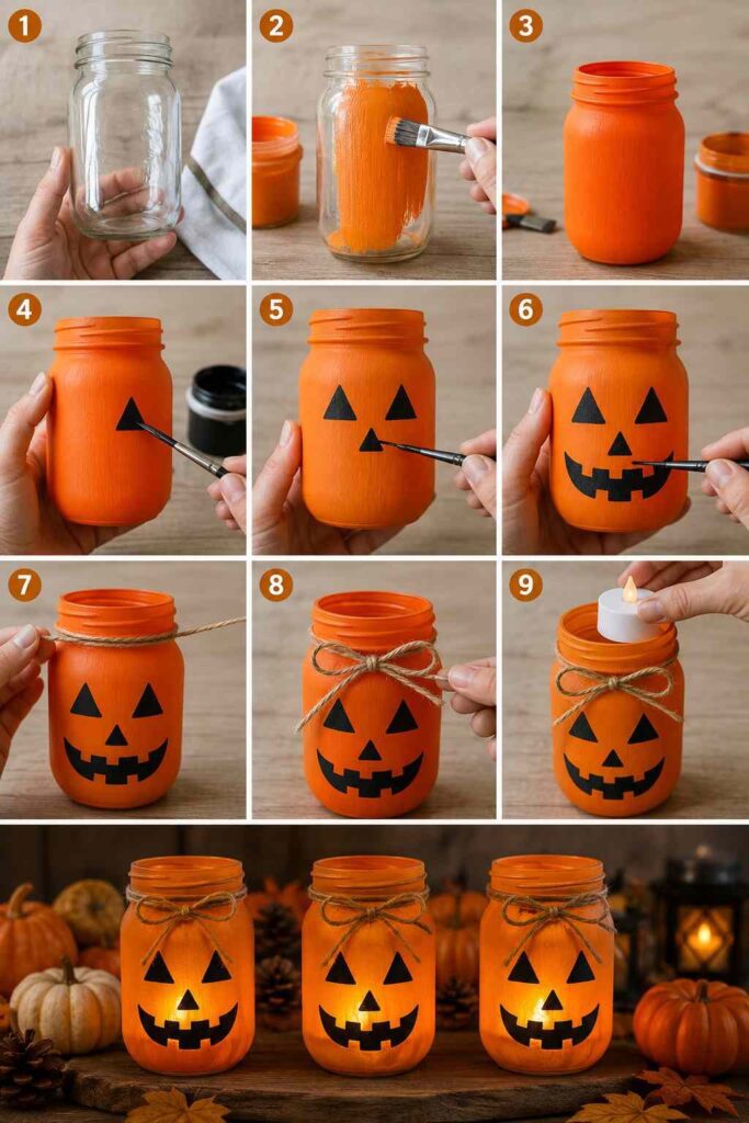 DIY Halloween Painted Mason Jars making DIY Halloween Painted Mason Jars