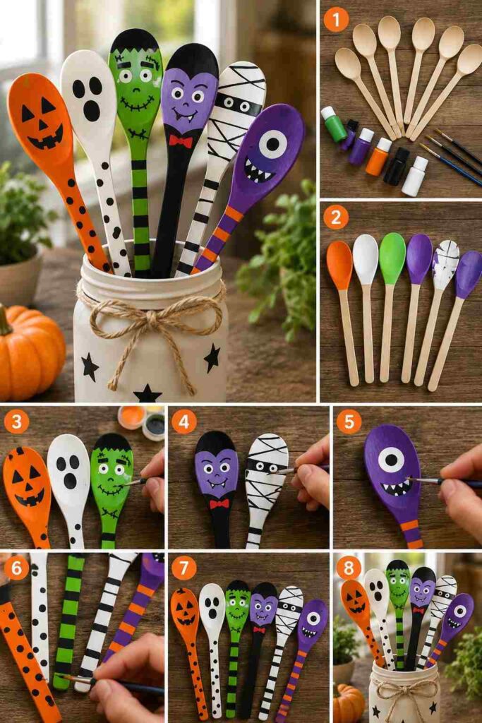 DIY Painted Wooden Spoons for Halloween making DIY Painted Wooden Spoons for Halloween