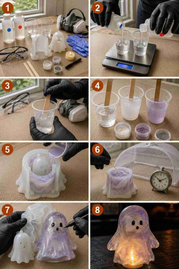 Easy Halloween Crafts to Make Your Home Feel Cozy & Magical 14 DIY Resin Ghost