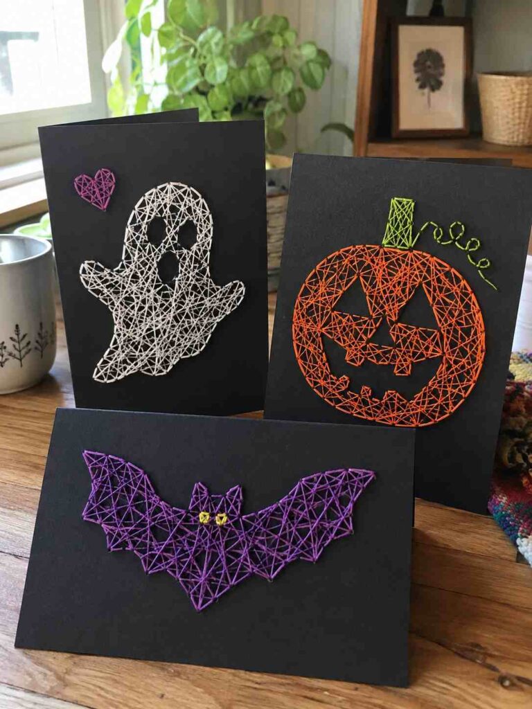 DIY String Art Halloween Cards DIY String Art Halloween Cards