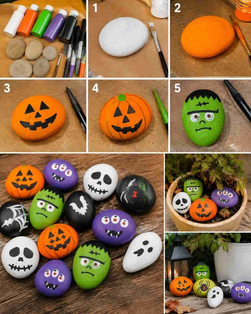Halloween Painted Rocks making Halloween Painted Rocks