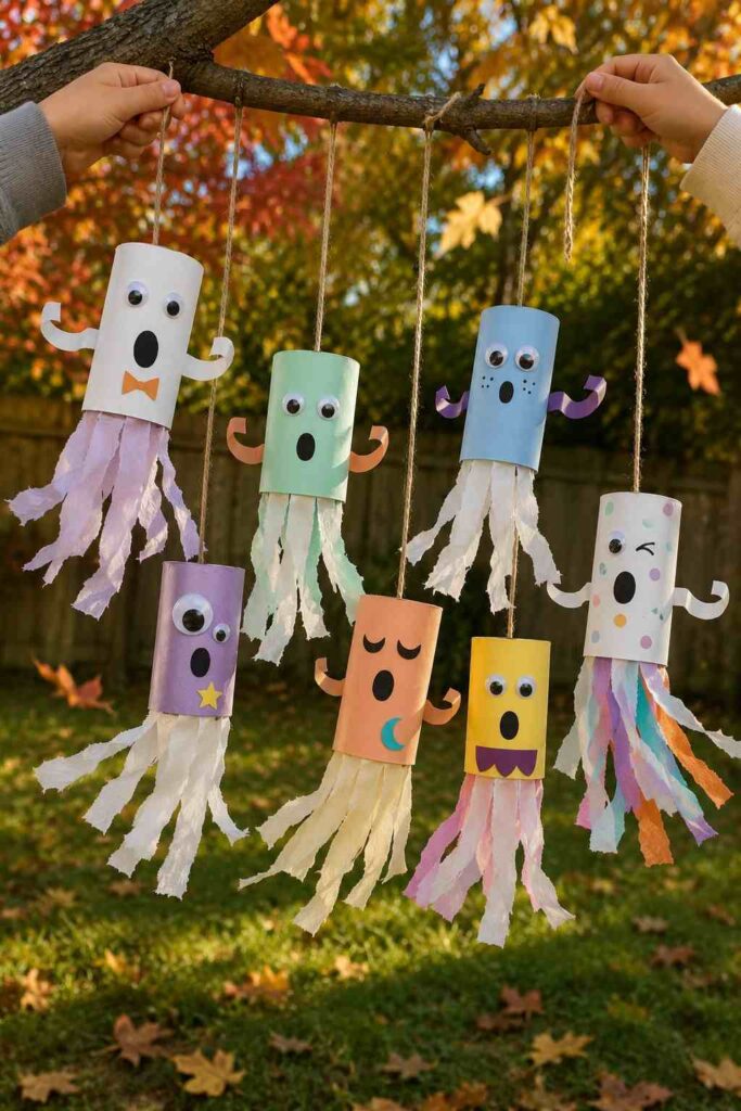Easy Halloween Crafts to Make Your Home Feel Cozy & Magical 15 Paper Roll Ghost