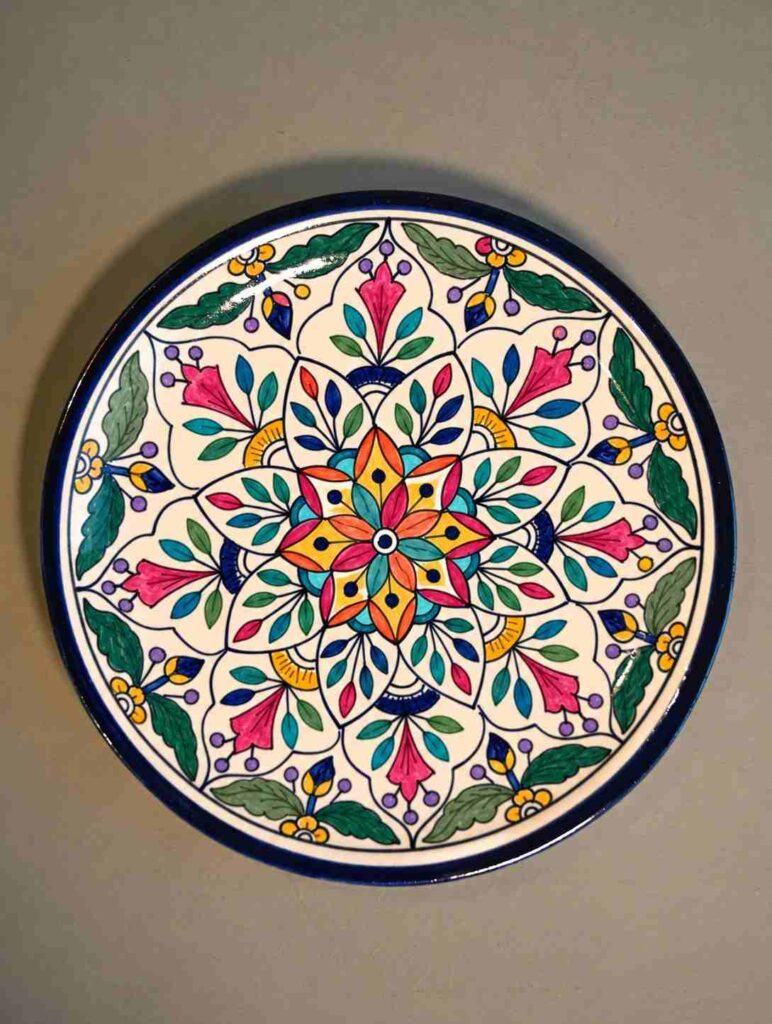 10 Hand-Painted Plate Ideas to Turn Thrift-Store Finds Into Colorful Wall Art 6 Colorful Floral Medallion Plate