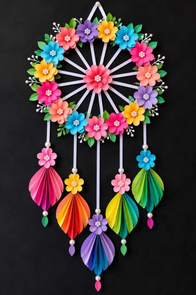 Colorful Paper Flower Dreamcatcher