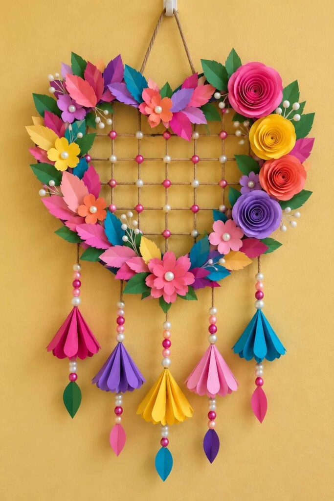 Colorful Paper Heart Wall Hanging