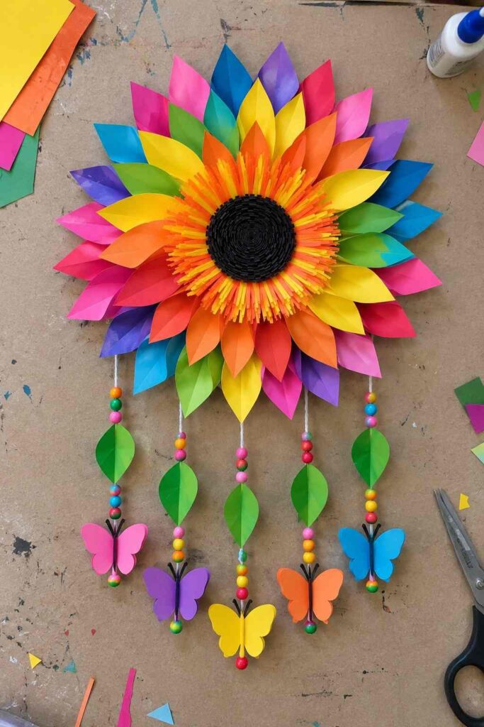 Colorful Paper Sunflower Wall Hanging