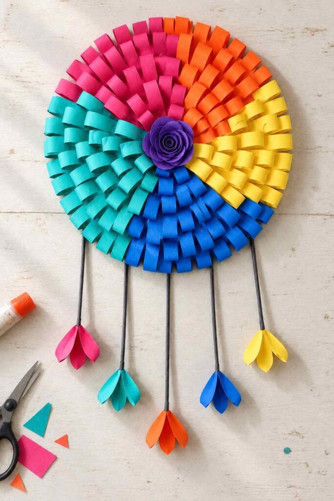 Colorful Spiral Paper Flower Wall Hanging