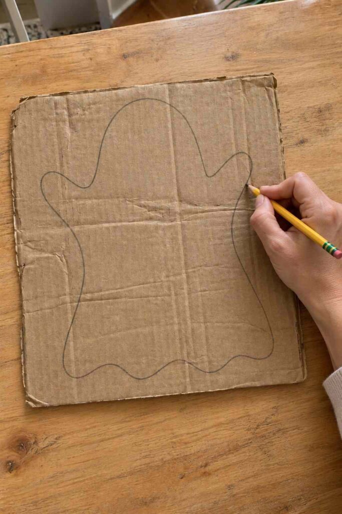 DIY Glowing Ghost Lamp for Easy Halloween Decor 4 Draw the Ghost Shape