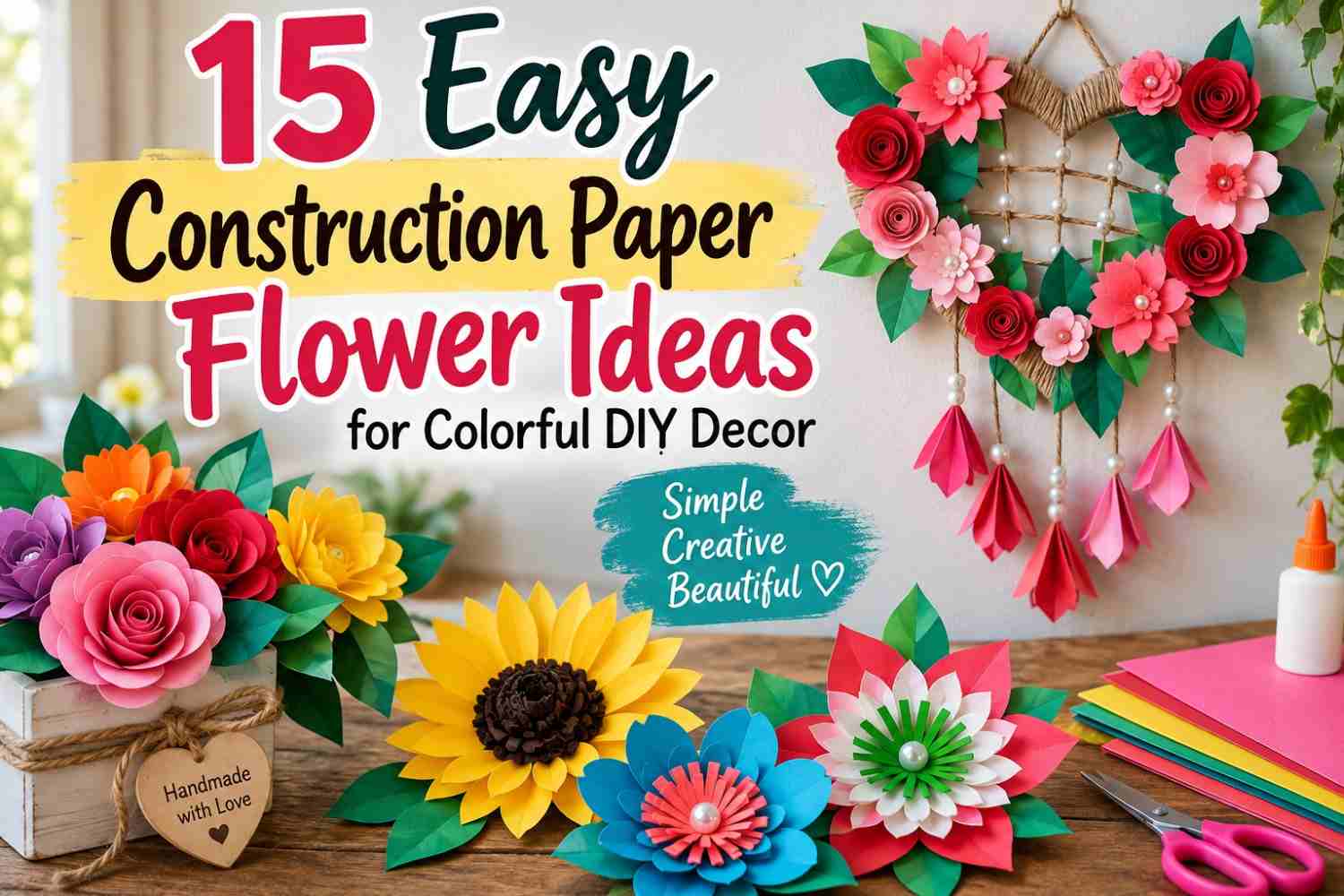 Easy Construction Paper Flower Ideas for Colorful DIY Decor