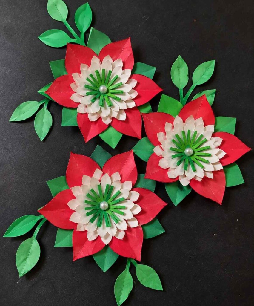 Layered Paper Poinsettia Flowers