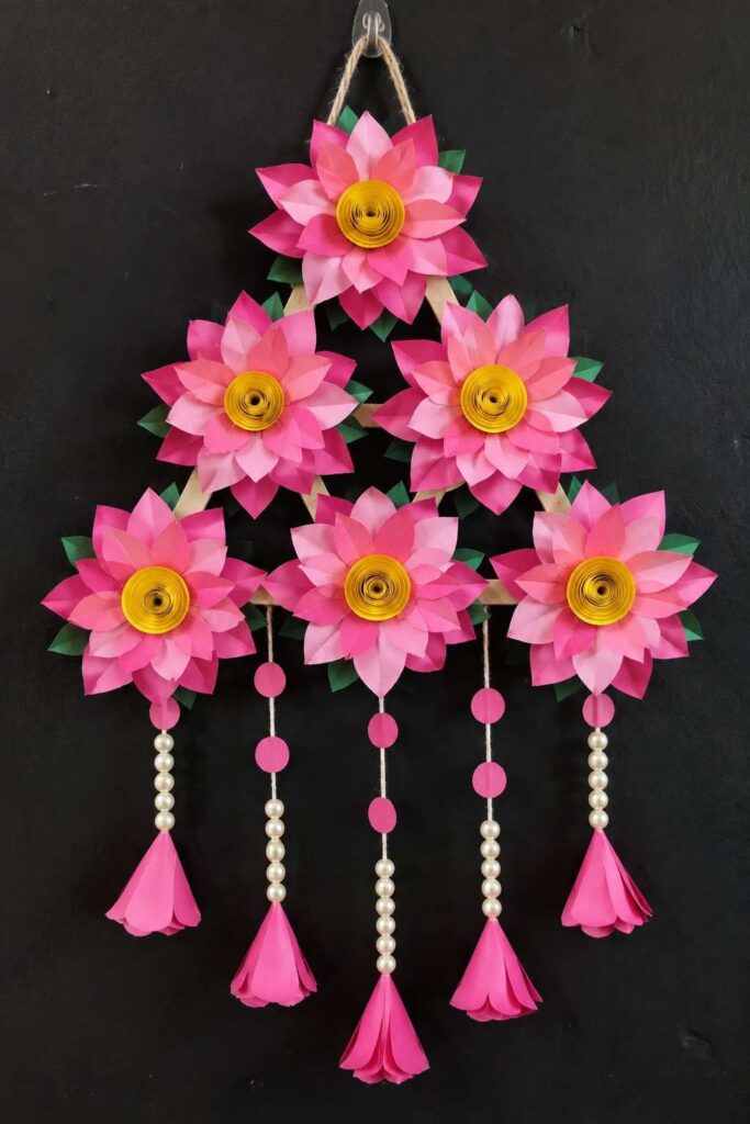 Pink Paper Flower Wall Hanging