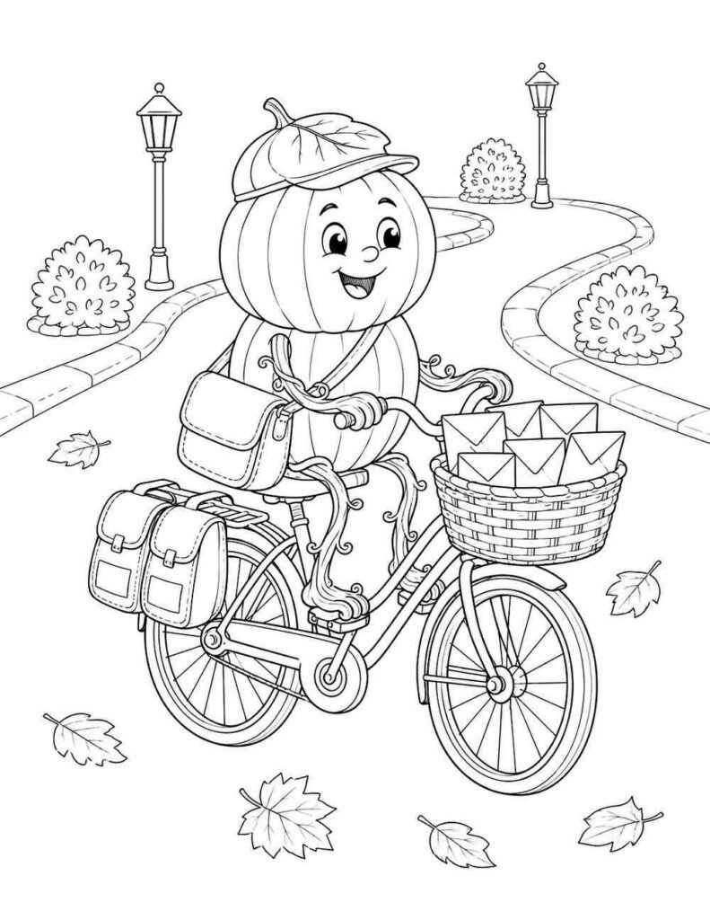 Postman pumpkin coloring page printable