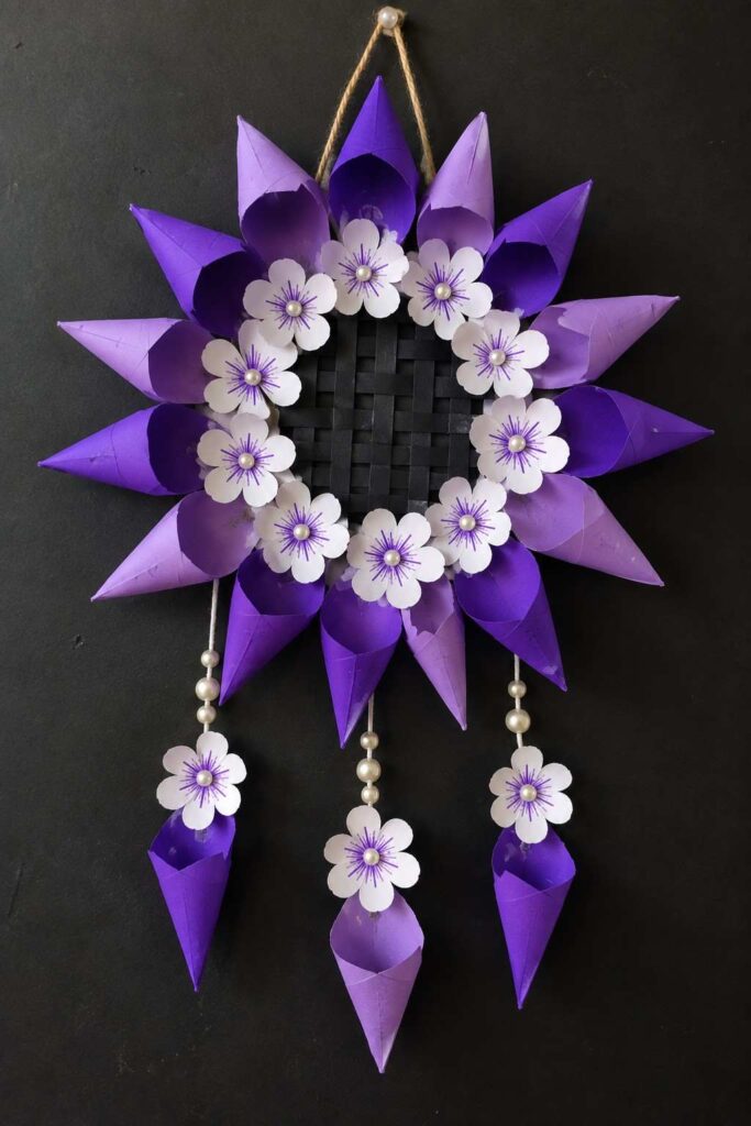 Purple Paper Cone Flower Wreath