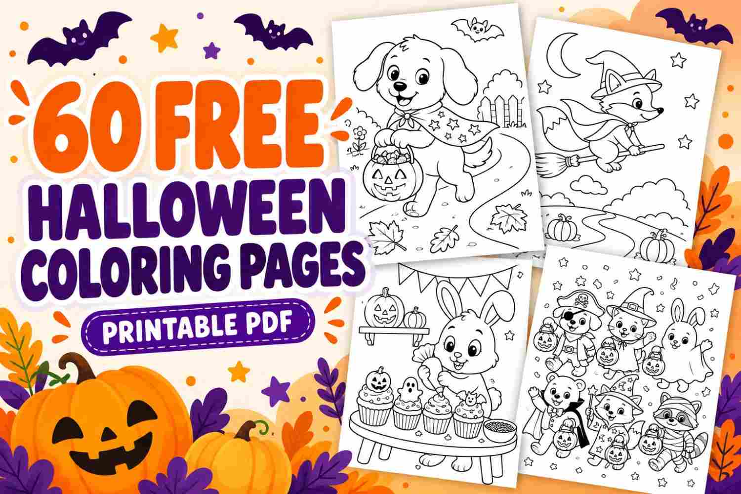60 Free Printable Halloween Animal Coloring Pages for Kids