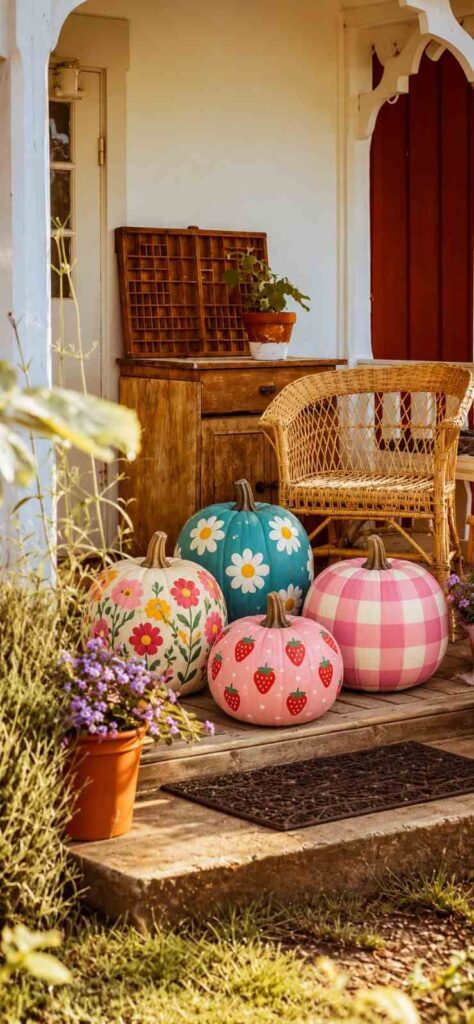 25 Easy Pumpkin Painting Ideas That Look Beautiful 11 Bright and Playful Painted Pumpkins