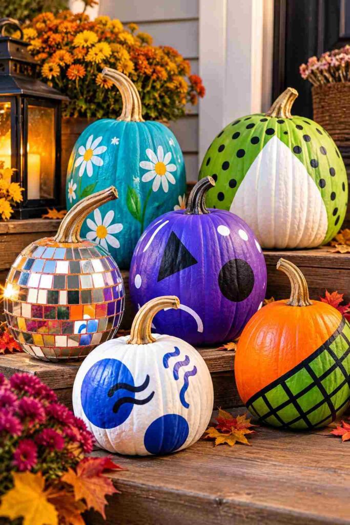 25 Easy Pumpkin Painting Ideas That Look Beautiful 18 Colorful Modern Painted Pumpkins