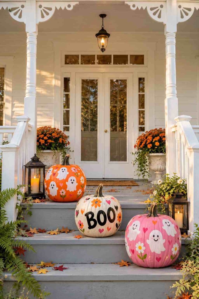 25 Easy Pumpkin Painting Ideas That Look Beautiful 3 Cute Ghost Painted Pumpkins