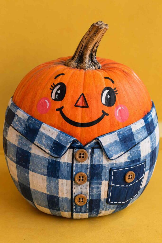 25 Easy Pumpkin Painting Ideas That Look Beautiful 26 Cute Plaid Shirt Pumpkin