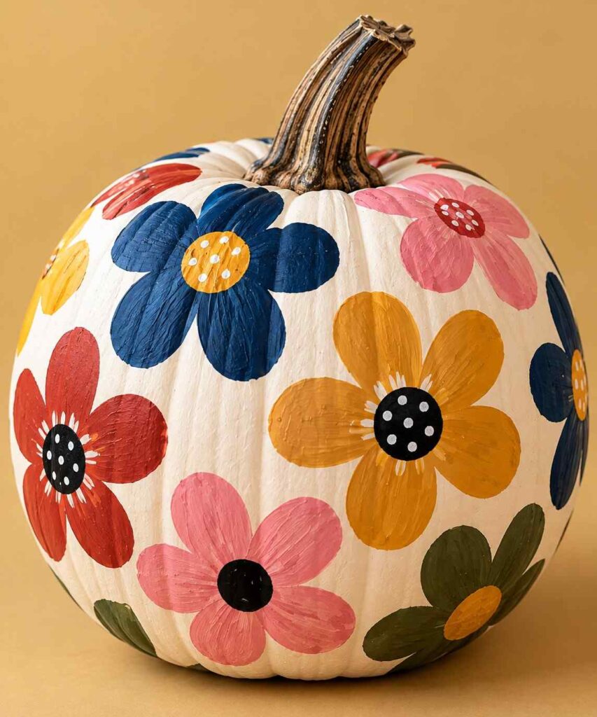 25 Easy Pumpkin Painting Ideas That Look Beautiful 25 Easy Colorful Flower Pumpkin