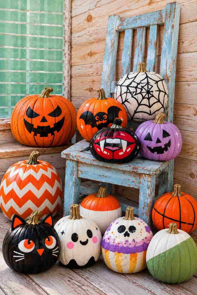 25 Easy Pumpkin Painting Ideas That Look Beautiful 10 Easy Halloween Painted Pumpkins