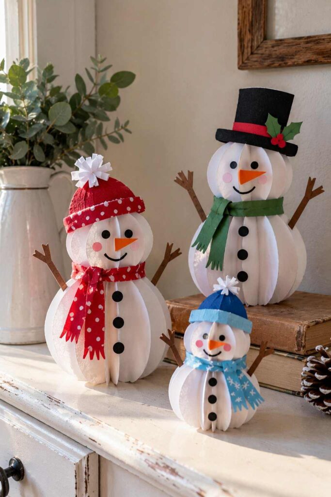 20 Easy Winter Paper Crafts to Make at Home (Fun & Simple Ideas) 7 Cute 3D Paper Snowman Decorations