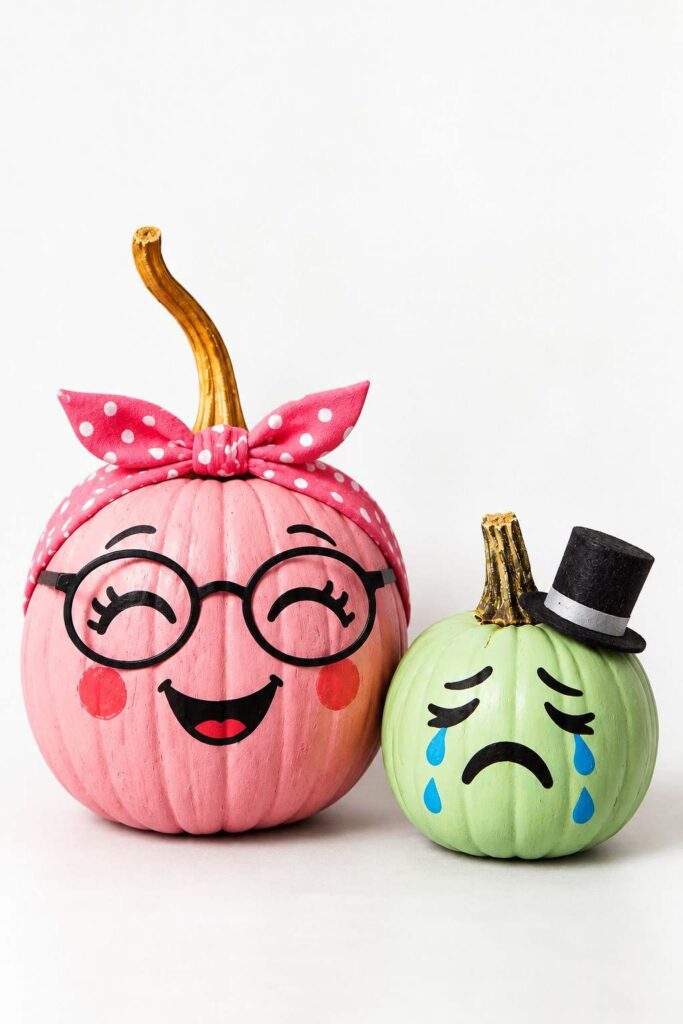 25 Easy Pumpkin Painting Ideas That Look Beautiful 8 Happy and Sad Face Pumpkins