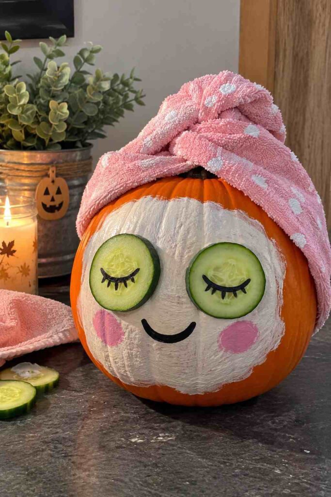 25 Easy Pumpkin Painting Ideas That Look Beautiful 15 Spa Day Pumpkin