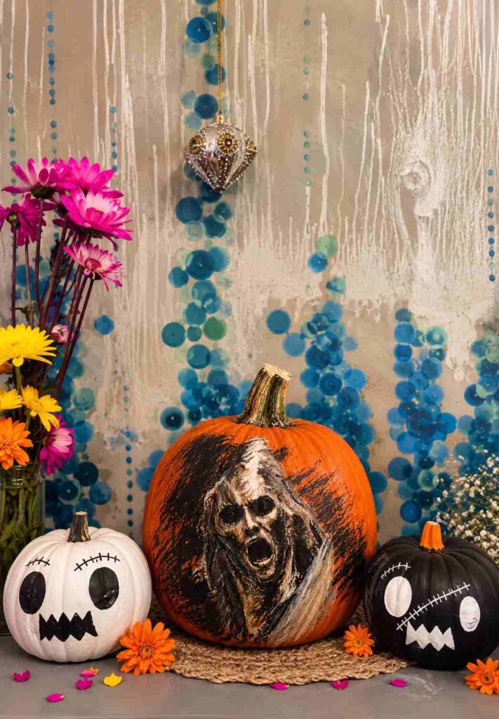 25 Easy Pumpkin Painting Ideas That Look Beautiful 17 spooky Scream Painted Pumpkin